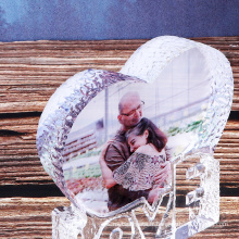 Cadre photo de cristal de coeur d&#39;amour